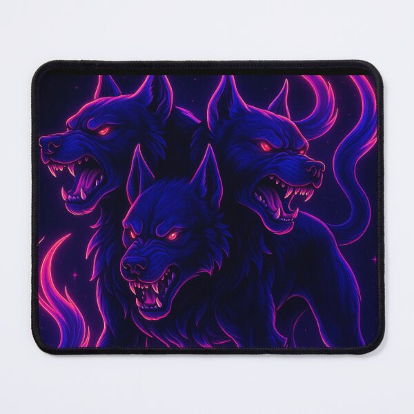 Item preview, Neon Cerberus – Glowing Cyber Three-Headed Dog designed and sold by GolabMagic.