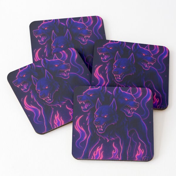 Item preview, Neon Cerberus – Glowing Cyber Three-Headed Dog designed and sold by GolabMagic.