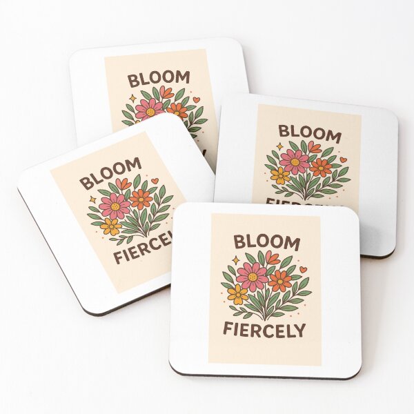 Item preview, Bloom Fiercely — Bold Floral Burst Vector Illustration with Inspirational Quote designed and sold by WhimsyByPaul.redbubble.com.