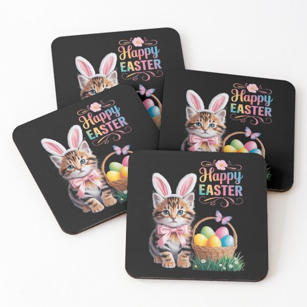 Item preview, Cute Kitten Happy Easter Cat Bunny And Eggs designed and sold by DentistLegal.