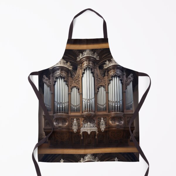Item preview, Ornate Pipe Organ Detail - Intricate Wood Carving & Silver Pipes Art designed and sold by pinkal.