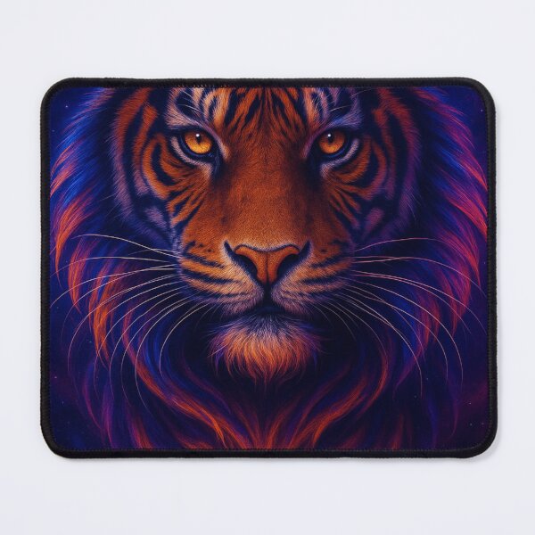 Item preview, Majestic Fire Tiger Portrait – Neon Wild Cat Wall Art Poster designed and sold by GoldenDreamGallery.