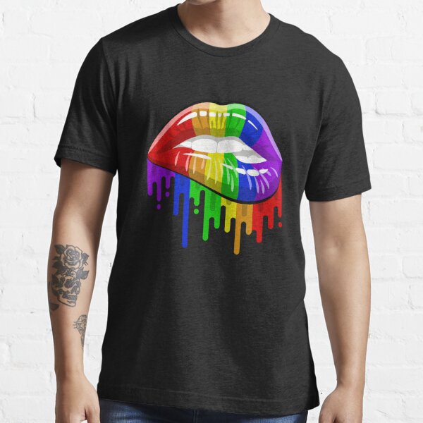 LGBT Lips in Rainbow Flag Colours for Gay Pride! Essential T-Shirt