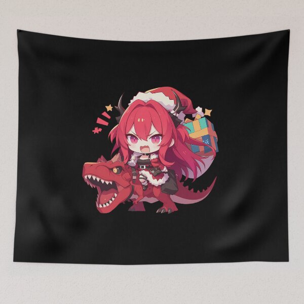 Item preview, Prelude Dawn Surtr Arknights Christmas Dinosaur Santa Ride Chibi Kawaii Festive Flame designed and sold by Raslbazola.