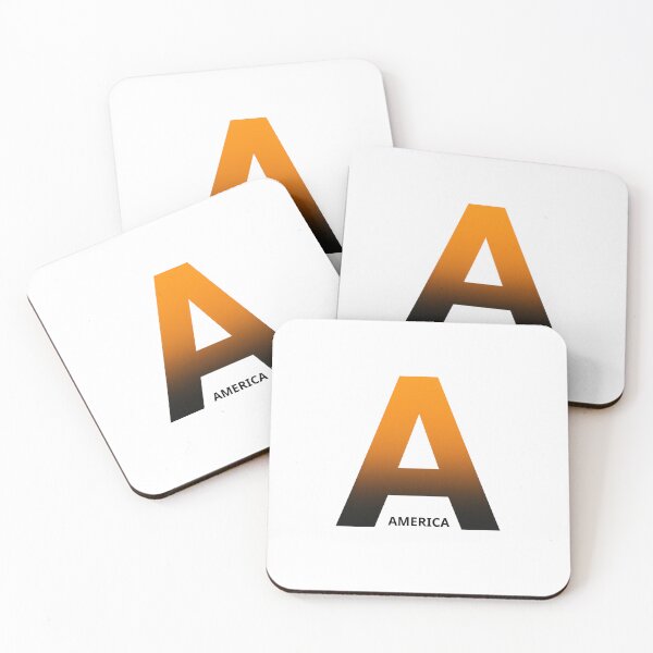 Item preview, A bold and modern letter A in a warm gradient that combines shades of orange and black, with the word "AMERICA" designed and sold by BLOIA.