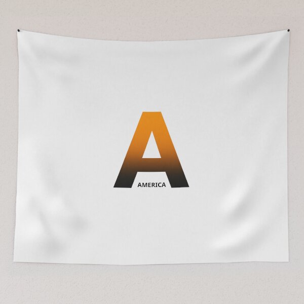 Item preview, A bold and modern letter A in a warm gradient that combines shades of orange and black, with the word "AMERICA" designed and sold by BLOIA.