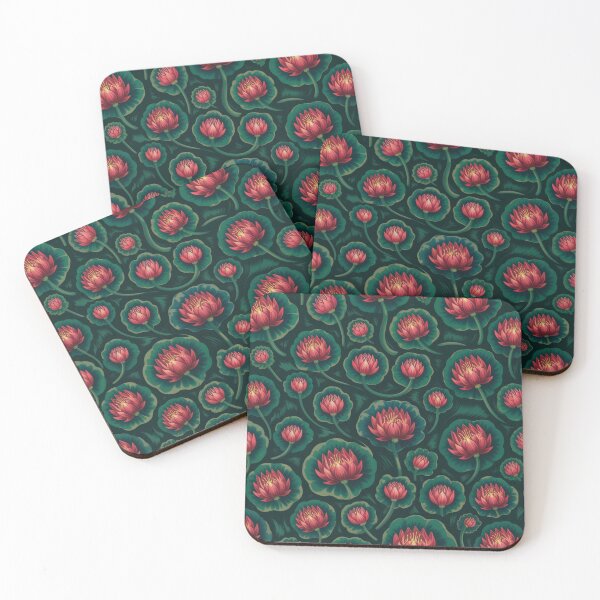 Item preview, Floral pattern of  red lotus flowers. designed and sold by Lilashakti ⭐️ ⭐️ ⭐️ ⭐️ ⭐️.