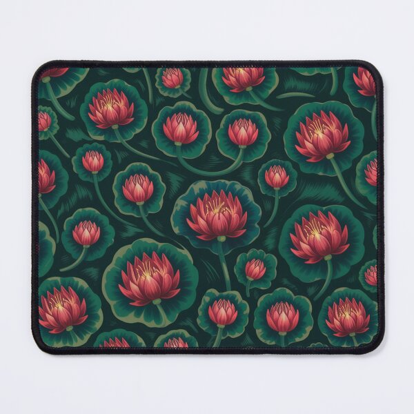 Item preview, Floral pattern of red lotus flowers. designed and sold by Lilashakti ⭐️ ⭐️ ⭐️ ⭐️ ⭐️.