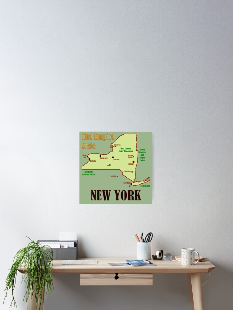 New York State Map Poster