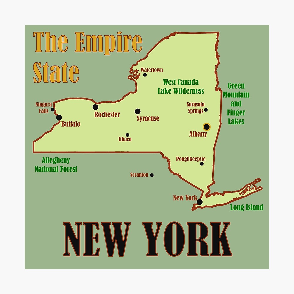 New York State Map Poster