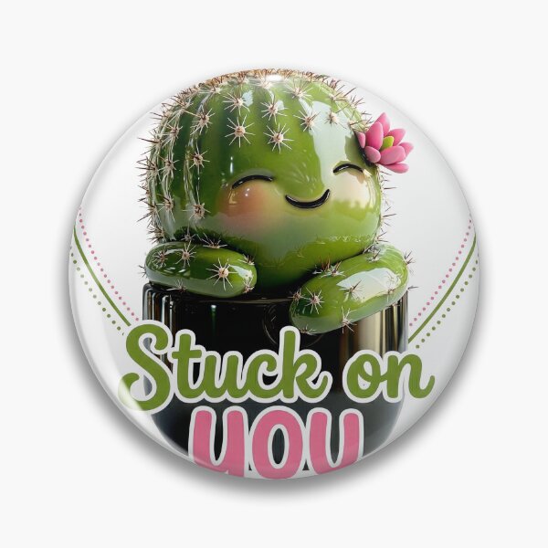 Item preview, Stuck On You - Cute 3D Cactus Pun / Kawaii Valentine's Day Love designed and sold by xper-t-s.
