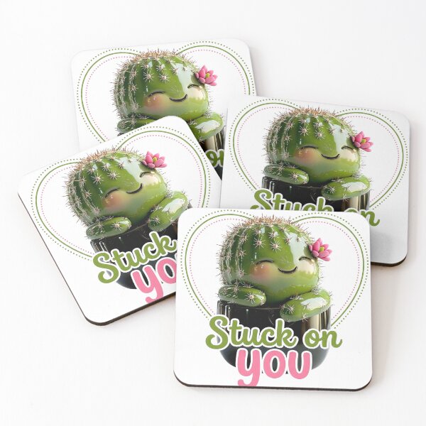 Item preview, Stuck On You - Cute 3D Cactus Pun / Kawaii Valentine's Day Love designed and sold by xper-t-s.