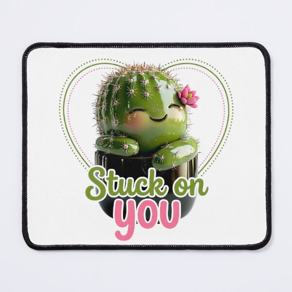 Item preview, Stuck On You - Cute 3D Cactus Pun / Kawaii Valentine's Day Love designed and sold by xper-t-s.