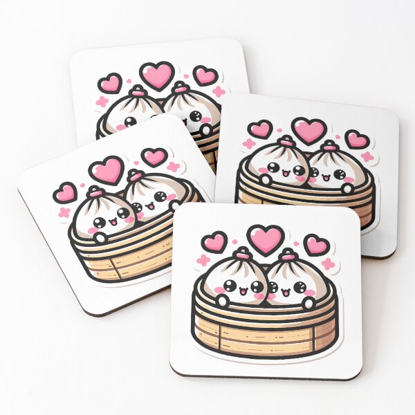Item preview, Cute Kawaii Dumpling Couple Valentine Love Heart designed and sold by oynipshop.