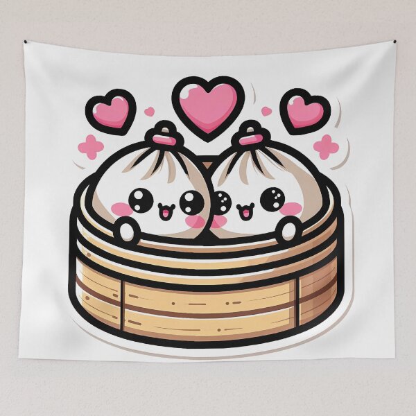 Item preview, Cute Kawaii Dumpling Couple Valentine Love Heart designed and sold by oynipshop.