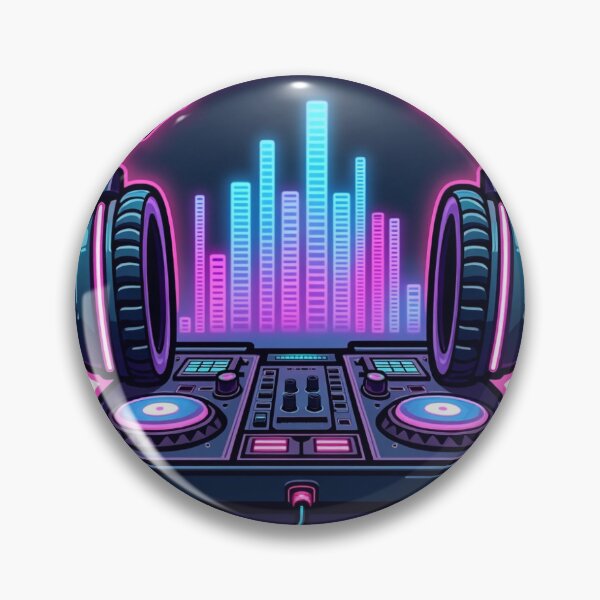 Item preview, DJ Mixer Sticker – Neon Headphones & Turntable Design | EDM, DJ, Music Producer Sticker designed and sold by OanaArt.