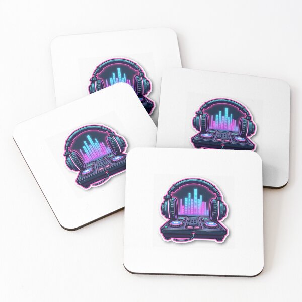 Item preview, DJ Mixer Sticker – Neon Headphones & Turntable Design | EDM, DJ, Music Producer Sticker designed and sold by OanaArt.