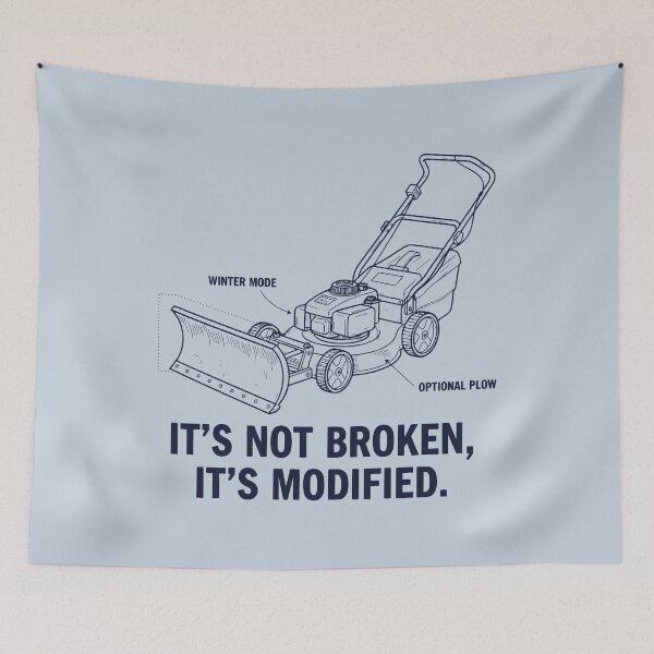 Item preview, Winter Mode Lawn Mower Optional Plow Funny Modification Design designed and sold by SplashTastic.