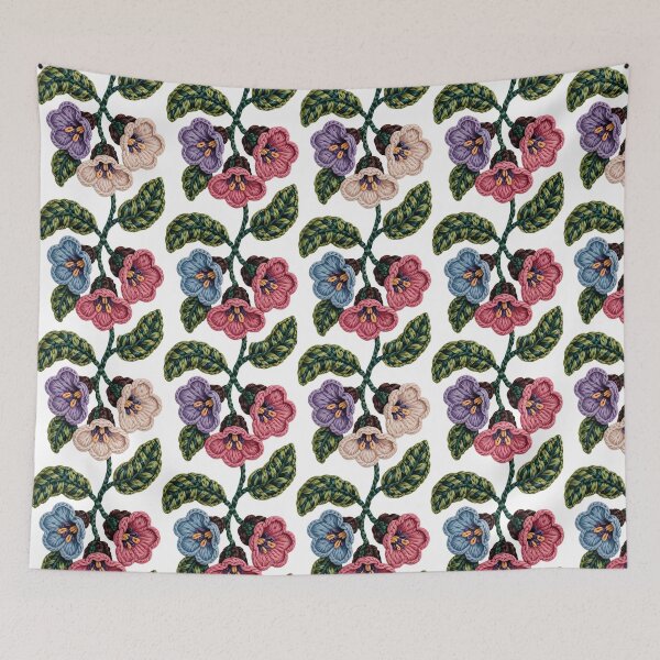 Item preview, Pulmonaria - Rug Hooking Cozy Floral Textile Art designed and sold by JessArty ⭐⭐⭐⭐⭐.