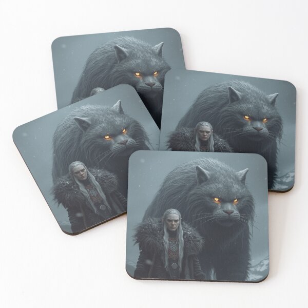Item preview, Grýla and Yule Cat | Dark Icelandic Folklore Digital Painting designed and sold by AIfolklore.