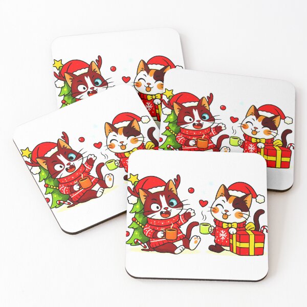 Item preview, Christmas Cats with Gifts and Cocoa – Festive Pet Illustration designed and sold by meesub.