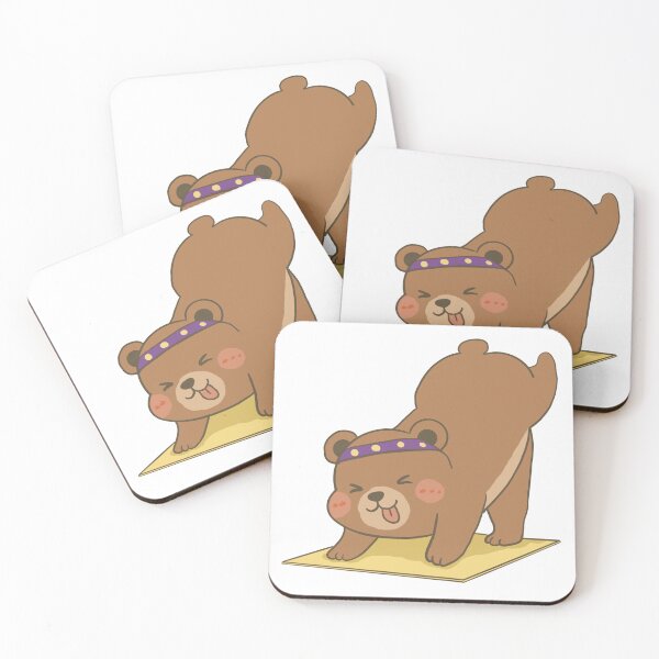 Item preview, Cartoon Yoga Bear Vector Art - Happy Animal Stretching on Mat Clipart designed and sold by Potattoo.