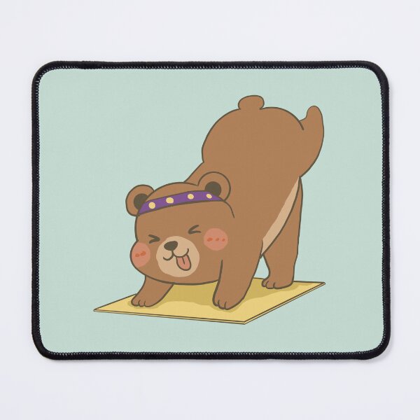 Item preview, Cartoon Yoga Bear Vector Art - Happy Animal Stretching on Mat Clipart designed and sold by Potattoo.