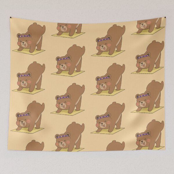 Item preview, Cartoon Yoga Bear Vector Art - Happy Animal Stretching on Mat Clipart designed and sold by Potattoo.