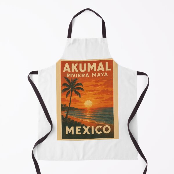 Item preview, Sunset in Akumal – Vintage Riviera Maya Travel Poster, Mexico designed and sold by DRAWZENART.