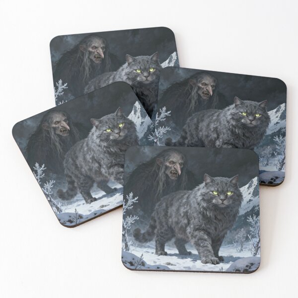 Item preview, Grýla and Yule Cat | Dark Icelandic Folklore Digital Painting designed and sold by AIfolklore.