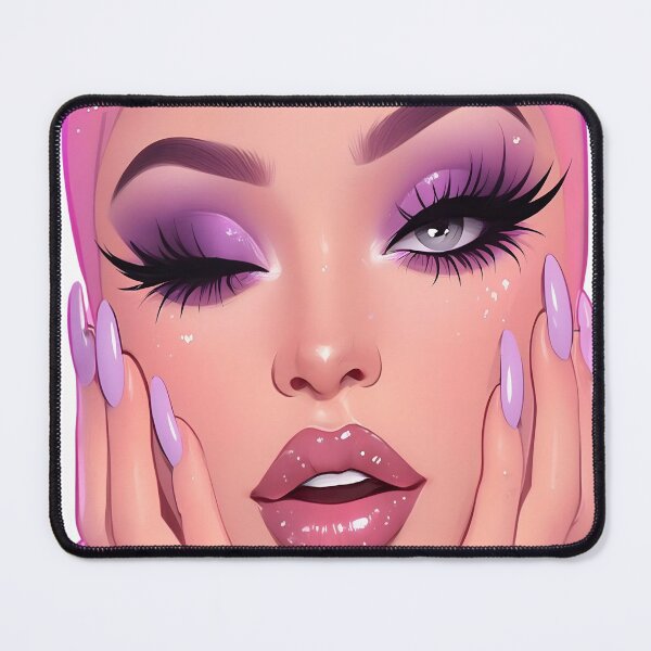 Item preview, Hyper Glam Makeup Art: Lavender Eyeshadow, Pink Hair & Glossy Lips designed and sold by Vicksin ⭐⭐⭐⭐⭐.