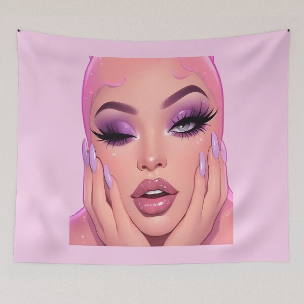 Item preview, Hyper Glam Makeup Art: Lavender Eyeshadow, Pink Hair & Glossy Lips designed and sold by Vicksin ⭐⭐⭐⭐⭐.