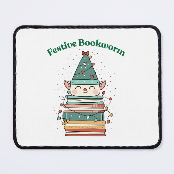 Artikelvorschau, Festive Bookworm – Bücherwurm Illustration für Leser & Lehrer entworfen und verkauft von LWDesignLab.