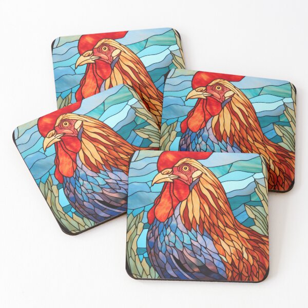Item preview, Bold Rooster Stained Glass - Farmhouse Kitchen Decor and Chicken Art designed and sold by pinkal.