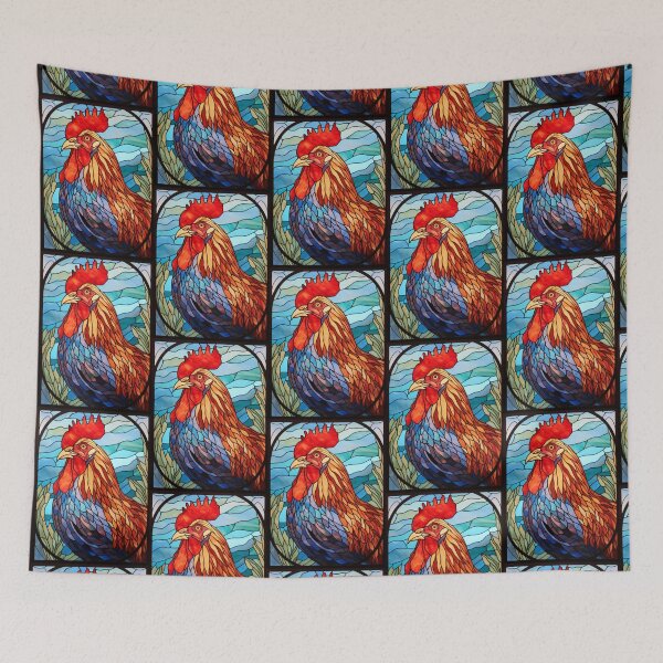 Artikelvorschau, Buntglas mit Hahn-Motiv – Landhausküchen-Dekoration und Hühnerkunst entworfen und verkauft von pinkal.