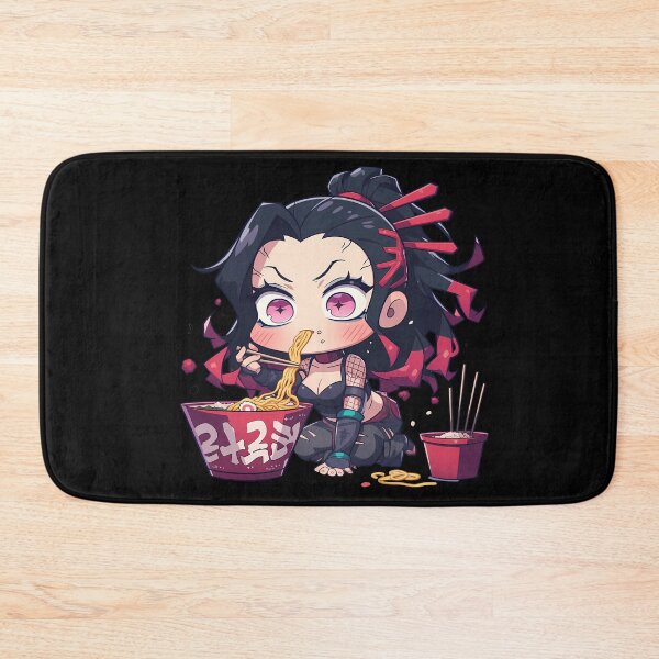 Item preview, Daki Demon Slayer Anime Girl Kawaii Ramen Chibi Bowl Pink Noodles designed and sold by Raslbazola.
