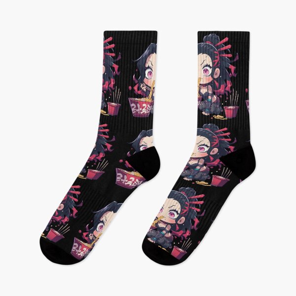 Item preview, Daki Demon Slayer Anime Girl Kawaii Ramen Chibi Bowl Pink Noodles designed and sold by Raslbazola.