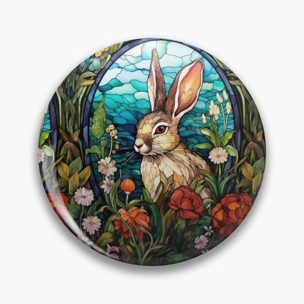 Item preview, Wild Rabbit Stained Glass - Floral Border & Botanical Garden Art designed and sold by pinkal.