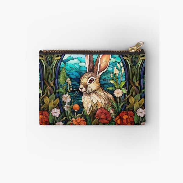 Item preview, Wild Rabbit Stained Glass - Floral Border & Botanical Garden Art designed and sold by pinkal.