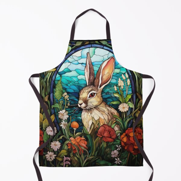 Item preview, Wild Rabbit Stained Glass - Floral Border & Botanical Garden Art designed and sold by pinkal.