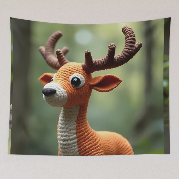 Item preview, Crocheted deer in the forest – Cute designed and sold by Mianku | Für das Leben.