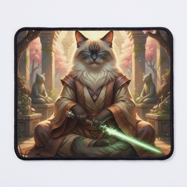 Item preview, Cat Wars Zen Feline Master in Robes - Catnip Green Laser Sword Art designed and sold by KaryaVisionSTR.