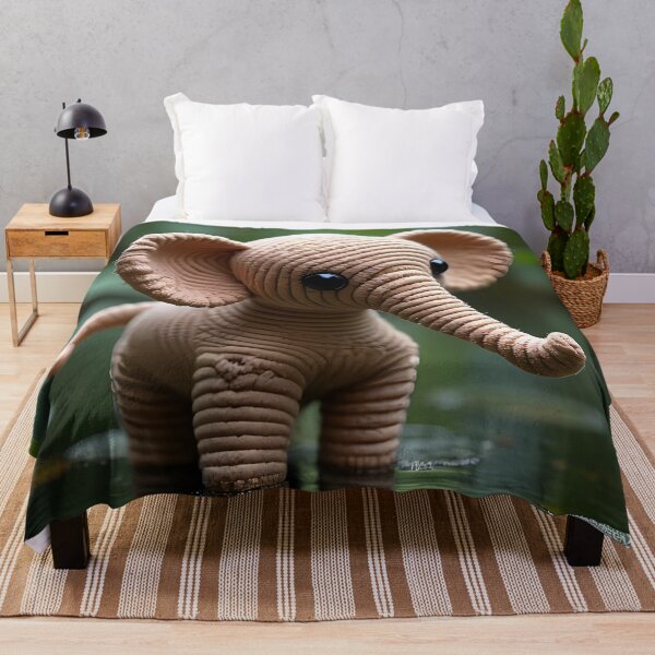 Item preview, Crocheted elephant stands in calm water designed and sold by Mianku | Für das Leben.