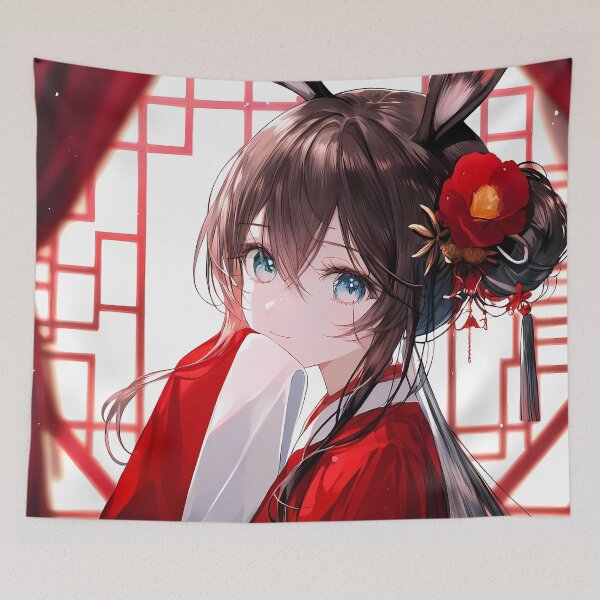 Item preview, Amiya Arknights Prelude To Dawn Anime Girl Red Kimono Japan designed and sold by Raslbazola.