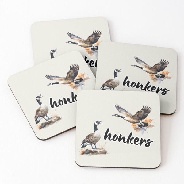 Item preview, Canada geese in watercolors "honkers" text, wordplay designed and sold by LiskoDesign.