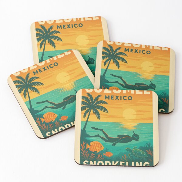 Item preview, Cozumel – Vintage Snorkeling Poster | Retro Mexico Travel Art & Turquoise Sea designed and sold by DRAWZENART.