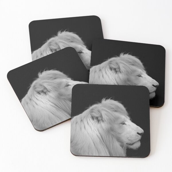 Item preview, White Lion in Profile Portrait Against Black Background, Magnificent Mane and Regal Presence designed and sold by Bure-NS.