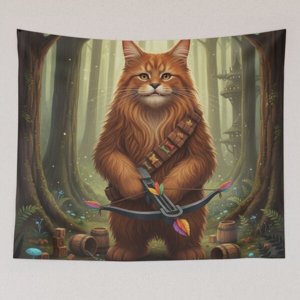 Item preview, Cat Wars Loyal Forest Giant Cat - Treat Bandolier & Toy Crossbow Art designed and sold by KaryaVisionSTR.