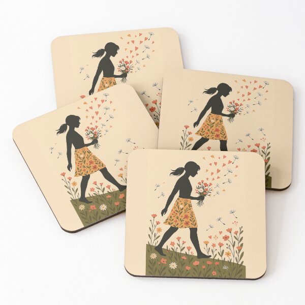 Item preview, Girl with bouquet of flowers – Spring-like silhouette illustration full of lightness and nature designed and sold by MrsMimpi.