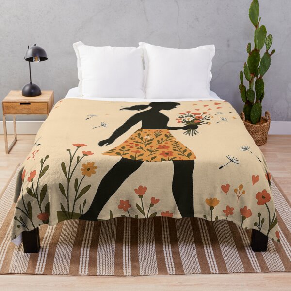 Item preview, Girl with bouquet of flowers – Spring-like silhouette illustration full of lightness and nature designed and sold by MrsMimpi.